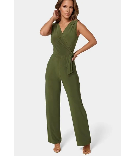 jumpsuit Bebe Women's Jersey Wrap Tie Jumpsuit Macy's $83.3