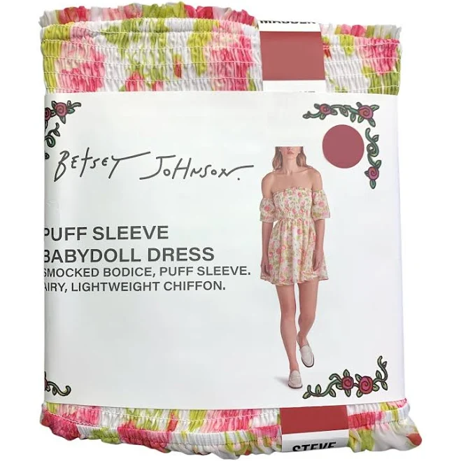 ultra-mini Betsey Johnson Puff Sleeve Babydoll Dress, Smocked Bodice, Lightweight eBay - ewirelessgear $14.99