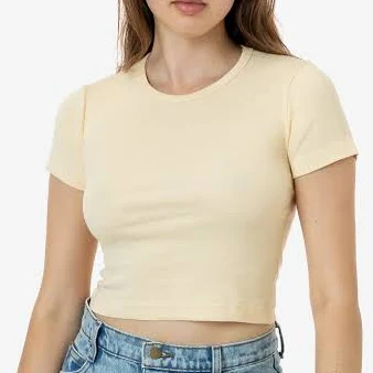 crop top BeyondStyle Women's Baby Rib Short Sleeve Crop Tee Los Angeles Apparel $22
