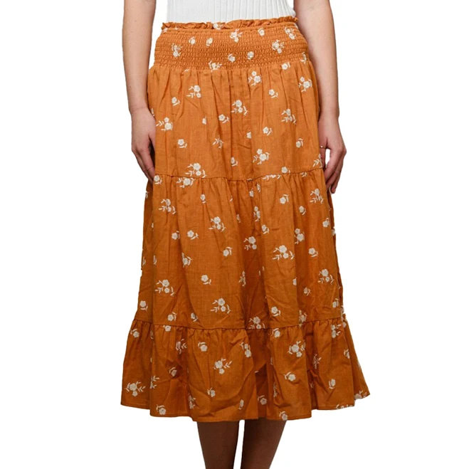 skirt Blue B Women's Smocked Waist Tiered Embroidered Midi Skirt Skip's Western Outfitters $34.87