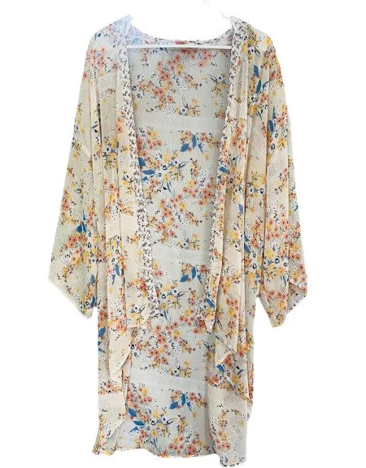 matching set Boho Band Of Gypsies Women's Beige Floral Chiffon Kimono/duster M/l eBay $24.99