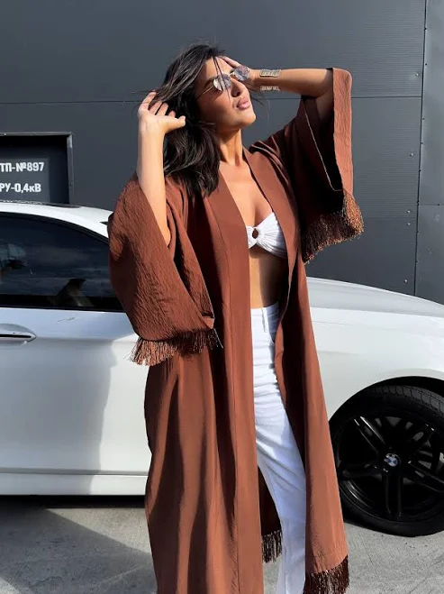 cover-up Boho Fringe Wrap Kaftan Dress Etsy - Seller $185