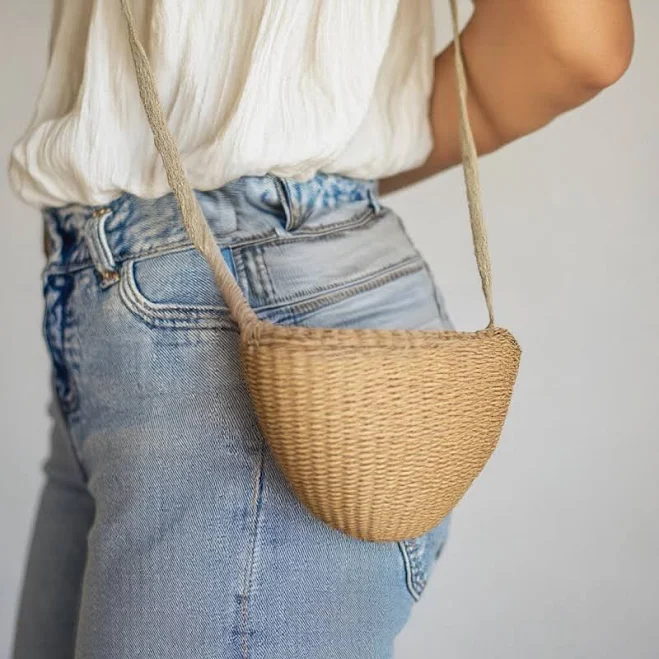 bag Boho Handmade Woven Straw Crossbody Bag Etsy - Seller $14.29