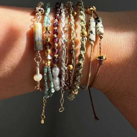 accessory Boho Stacking Bracelets with Natural Stones Etsy - Seller $16