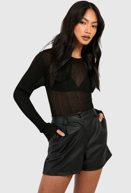 shorts Boohoo Women's Faux Leather High Waisted Shorts boohoo USA $23.6