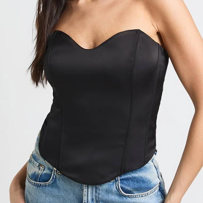 bandeau top Boohoo Women's Satin Bandeau Corset Top boohoo USA $26.8
