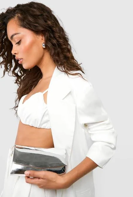 bag Boohoo Women's Structured Mirrored Clutch Bag & Chain boohoo USA $13.6
