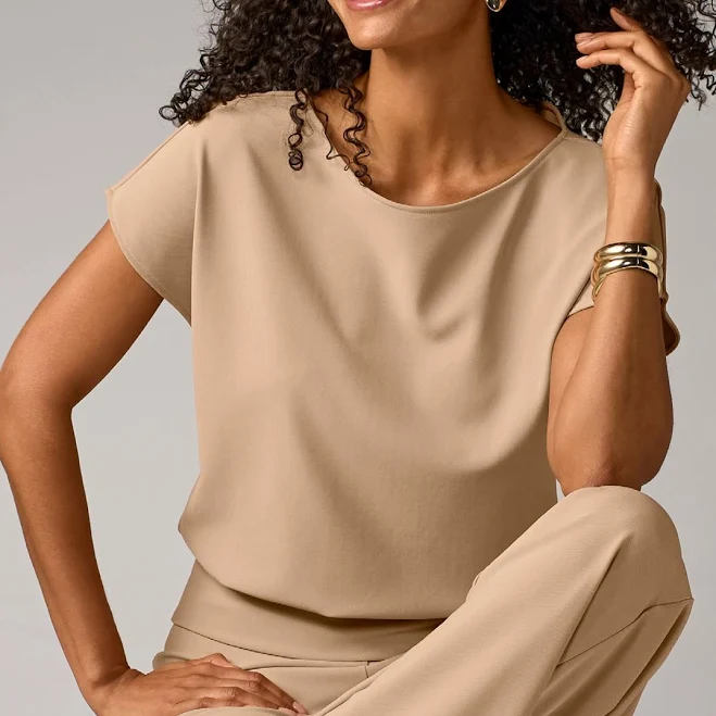 basics Boston Proper Beyond Travel Short Sleeve Blouson Top Boston Proper $60