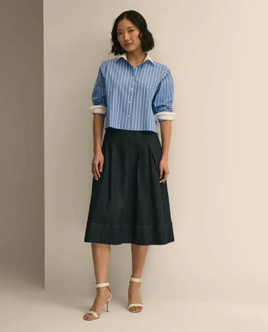 skirt Brooks Brothers Women's Cotton Blend A-Line Denim Skirt Brooks Brothers $198