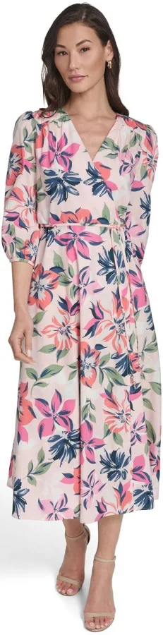 dress Calvin Klein Women's Faux Wrap Midi Dress Macy's $84.5