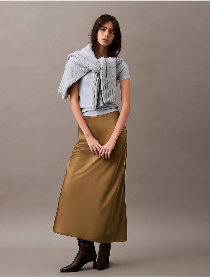 skirt Calvin Klein Women's Stretch Satin Midi Skirt Calvin Klein $29.7