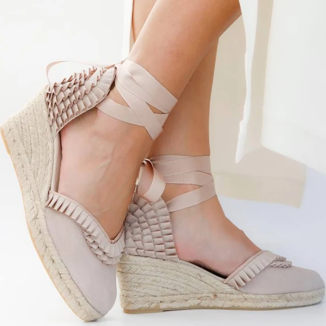 shoes Canvas Wedge Shoe Summer Style Casual Comfort Ankle Tie Ribbon Detail Feminine Look Beach Ready Summer Sandal Bohemian Style Vacation Wear Etsy - Seller $182.53