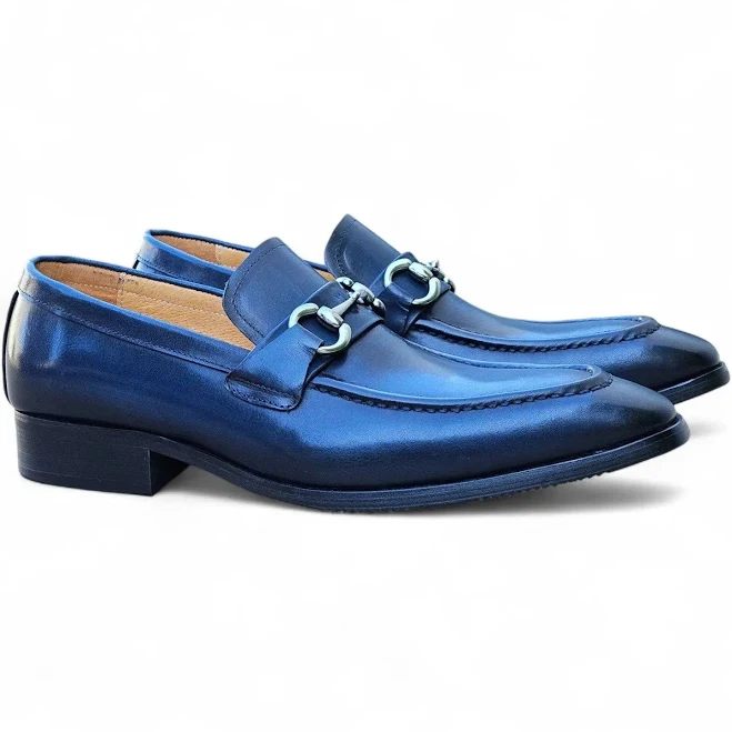 shoes Carrucci Men's Burnished Signature Buckle Loafers Carrucci Shoes $199