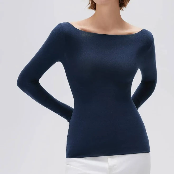top Cashmere Boat Neck Long Sleeve Shirt Suuksess $55.95