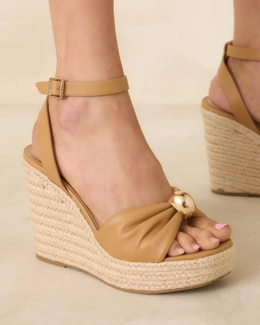 shoes Catch The Soleil Women's Faux Leather Espadrille Platform Wedge Red Dress $49