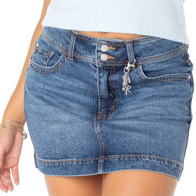 skirt Celebrity Pink Women's 2 Button Denim Mini Skirt Walmart $6.51