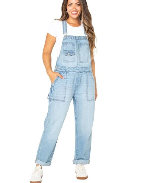 overalls Celebrity Pink Women's Boyfriend Cuffed Denim Overall Walmart $26.5