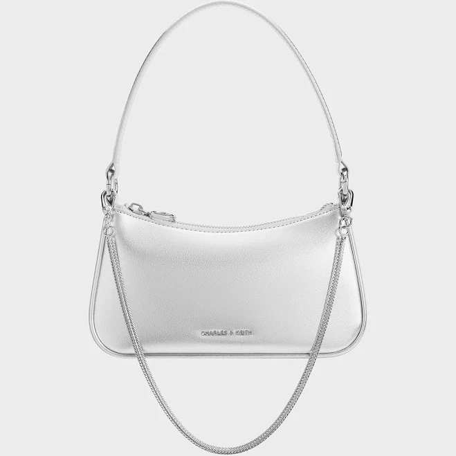 bag Charles & Keith Women's Metallic Curved Shoulder Bag charleskeith.com $103