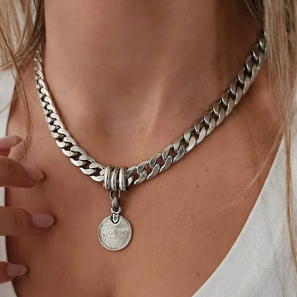 accessory Chunky Silver Pendant Necklace Etsy - Seller $128.71