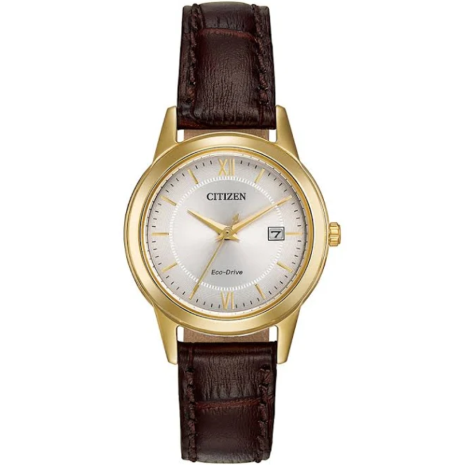 accessory Citizen Ladies' Corso Stainless Steel Watch with Brown Leather Strap Riddle's Jewelry $295