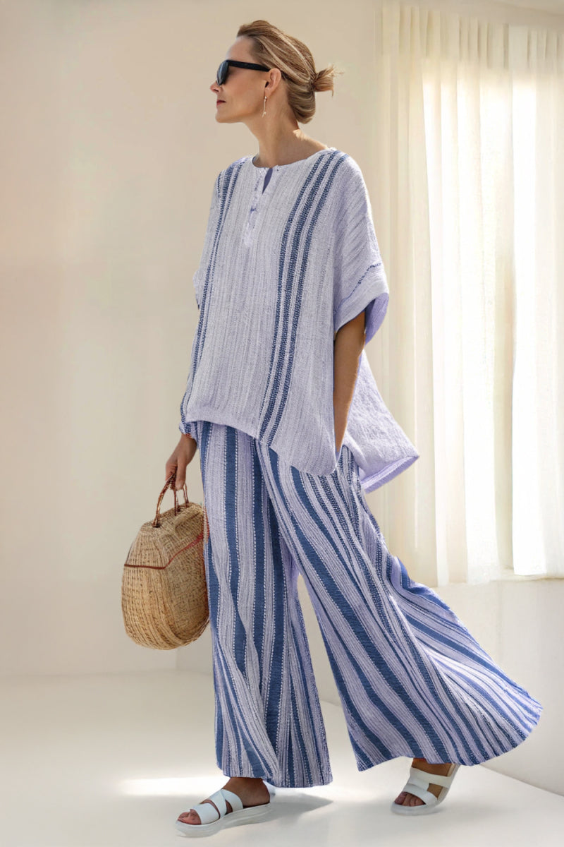 matching set Coastal Comfort Linen Two-Piece Set - Light Blue / XL Linen Eleven $64