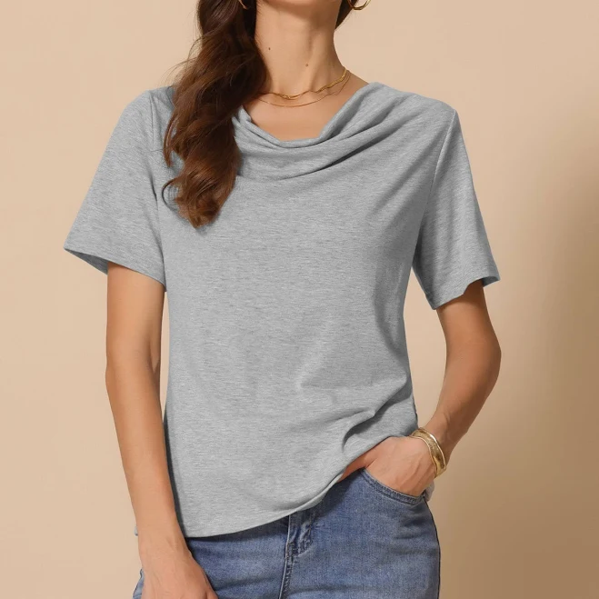 cowl neck Cowl Neck Short Sleeve Stretchy Blouse Allegra K $20.99