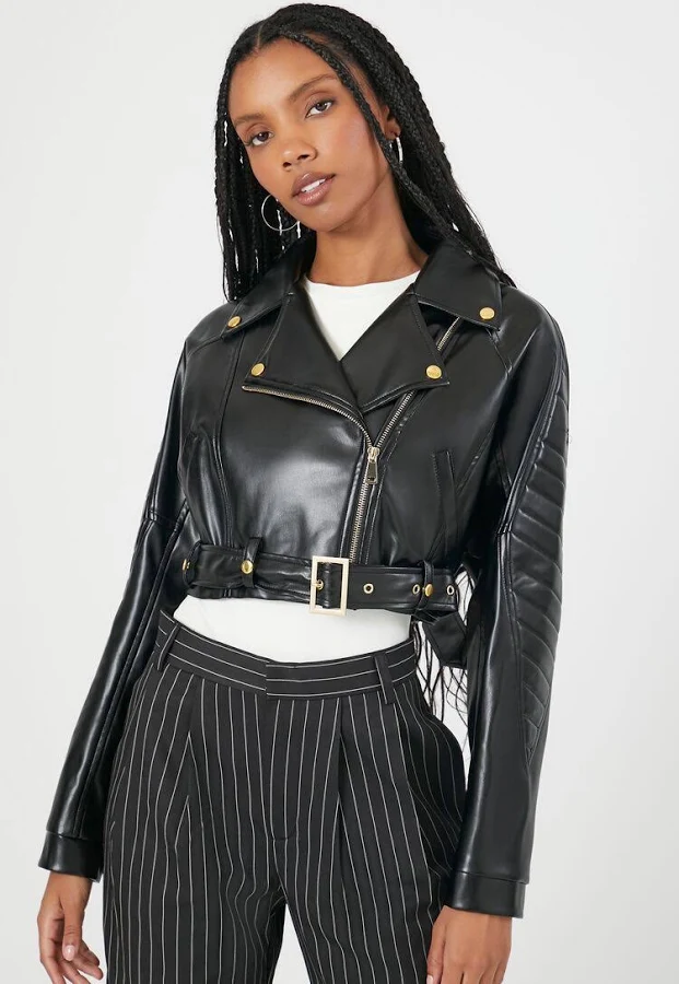 outerwear Cropped Faux Leather Moto Jacket Forever 21 $16.98