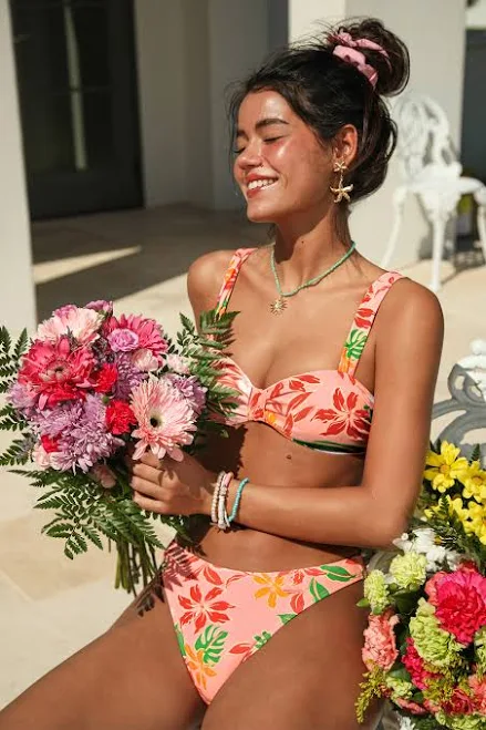 bikini Cupshe Coral Magical Moment Floral Bikini Set Cupshe.com $32
