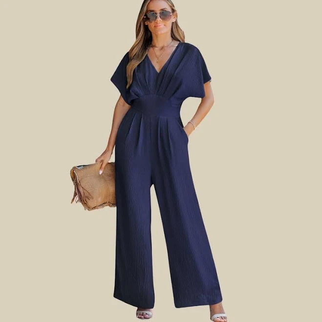 jumpsuit Cupshe Women's Crinkled Chiffon Surplice V-Neck Wide-leg Jumpsuit DICK'S Sporting Goods $42.99