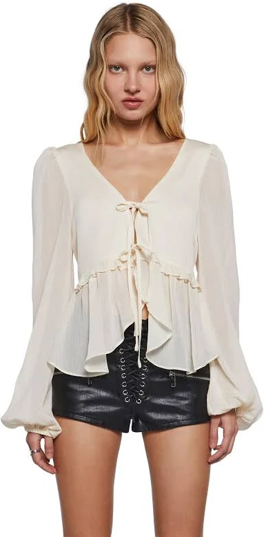 off-shoulder top Current Mood Forever Me Peasant Top - Off White - OFF WHITE / X-LARGE Dolls Kill $38.5