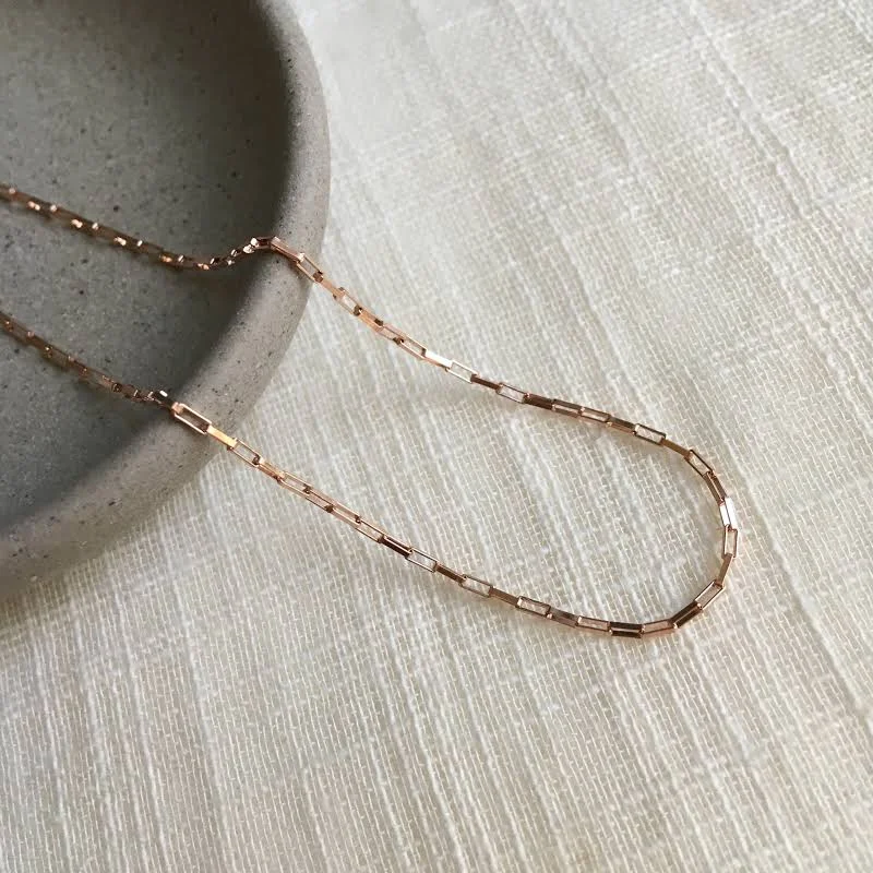 accessory Dainty Rose Gold Box Chain Necklace, 18 inch Violet and Mable $36