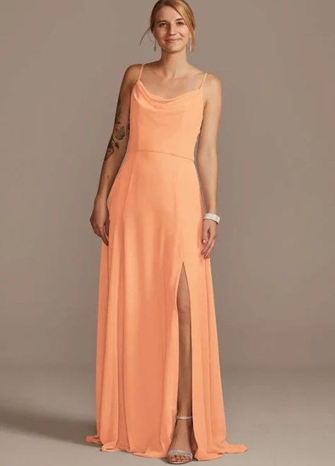 dress David's Bridal Celebrate DB Studio Chiffon Cowl Neck Dress With Slit David's Bridal $99.95