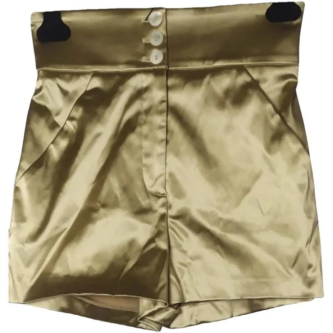 shorts Dolce & Gabbana Gold Silk Mini Shorts Size 40 IT Vestiaire Collective $185