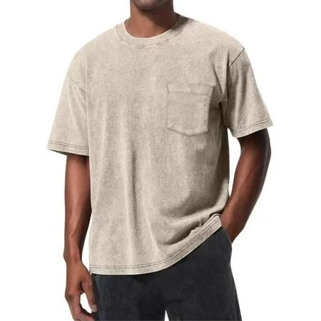 top Domuza Men's Vintage Washed Oversized Distressed Short Sleeve T-Shirt Walmart - Domuza $11.99