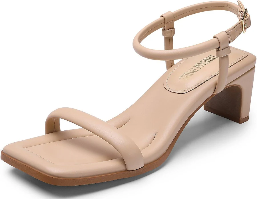 shoes Dream Pairs Wonder Cloud Hera One Strap Square Toe Rectangular Heel Sandals QVC $11.98