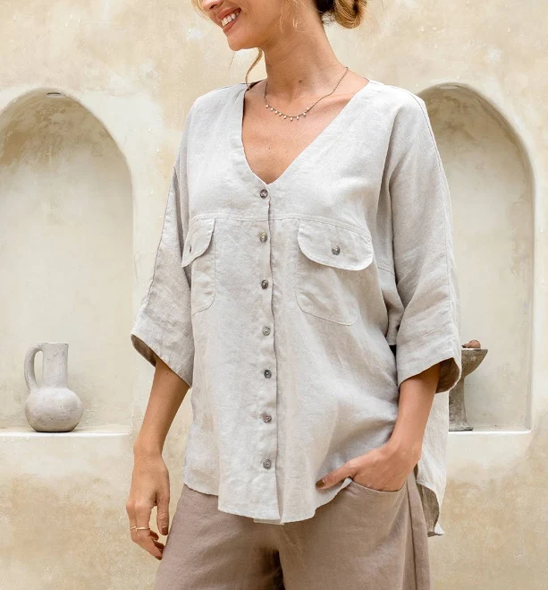 blouses Dune French Linen Shirt Nomad the Label US $129