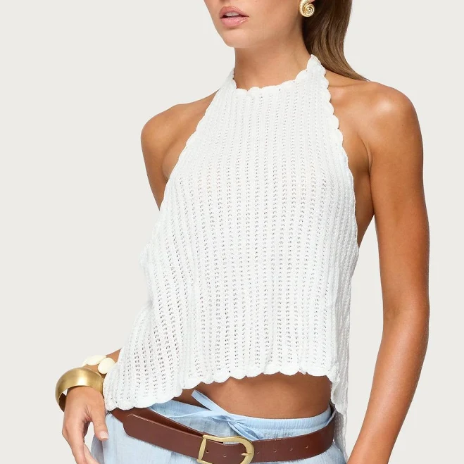 halter top Edikted Women's Ivey Backless Crochet Halter Top edikted $27