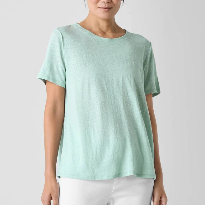 top Eileen Fisher Women's Crewneck Organic Linen T-Shirt Eileen Fisher $79.2