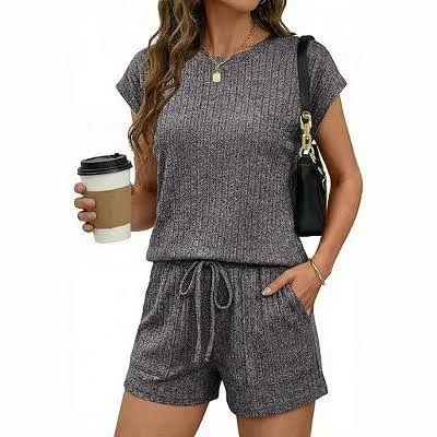 romper Ekouaer Women's Casual Cap Sleeve Crewneck Short Pants Romper with Pockets Target $20.09