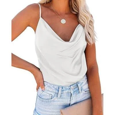 top Ekouaer Women's Satin Cowl Neck Tank Top Target $16.99