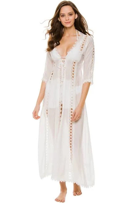 cover-up Elan Women's Crochet Long Cover Kimono Everything But Water $88