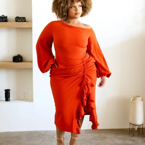 top Eliya Off Shoulder Midi Dress flairbyashi.com $119.99