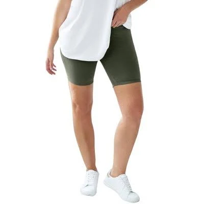 biker shorts Ellos Cotton Spandex Bike Shorts - 14/16, Deep Olive Target $23.99