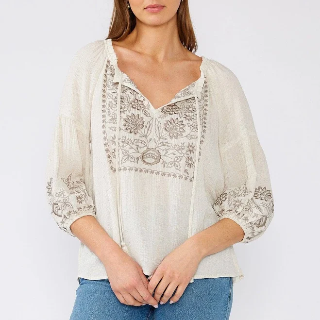 top Embroidered Peasant Top Lovestitch $68