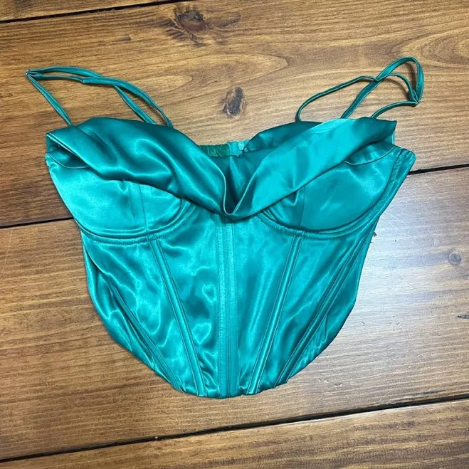 crop top Emerald Green Satin Bustier Top | Color: Green | Size: XL | Julieantonino's Closet Poshmark $14