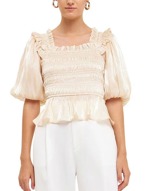 top Endless Rose Sheen Smocked Top Nordstrom $90