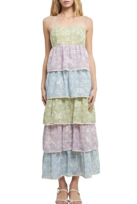 dress English Factory Floral Print Maxi Tiered Dress Nordstrom $190