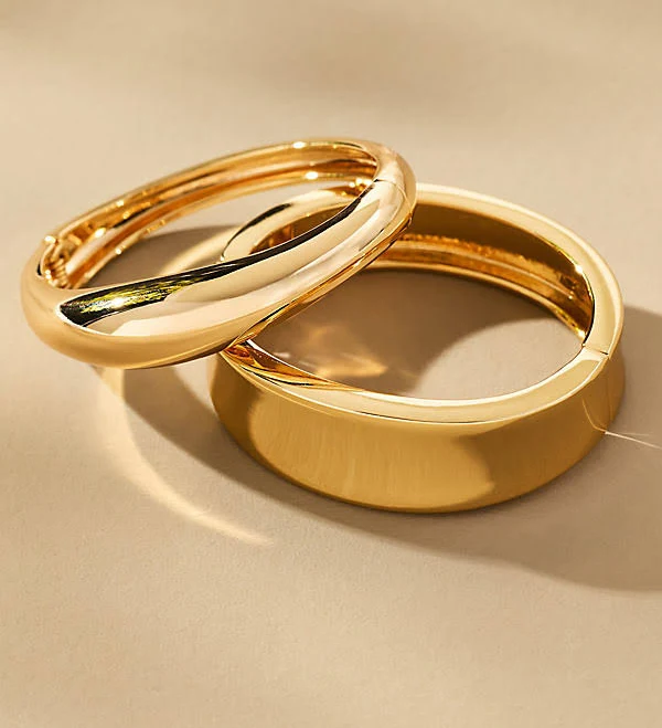 accessory Ettika 18k Gold Plated Double Golden Bangle Set of 2 Anthropologie $95