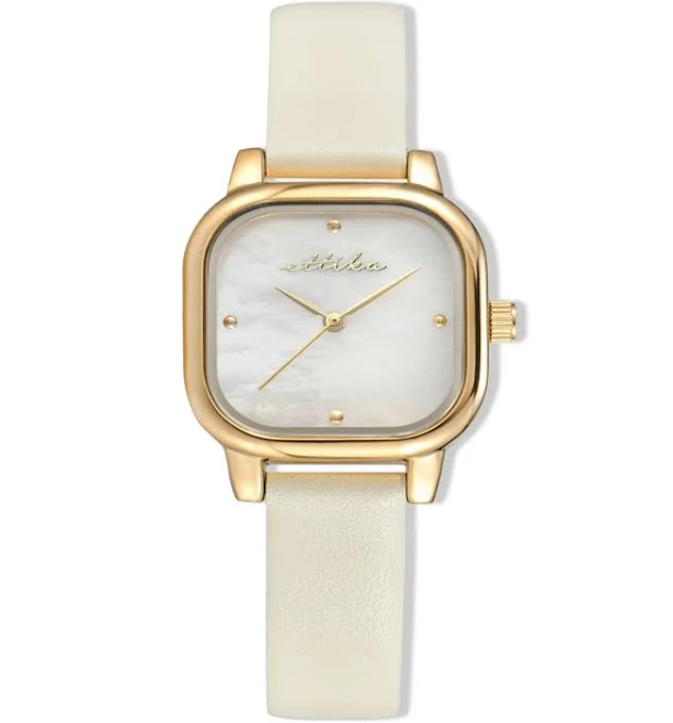 accessory Ettika Women's Classic Square Gold Plated Leather Watch Macy's $195