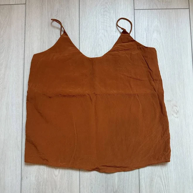 top Everlane Rust Orange Silk Cami Spaghetti Strap Lined Tank Top 00 eBay - dach1048 $35.95